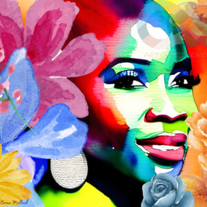 Poster afrikaanse vrouw bloemen, african woman flowers