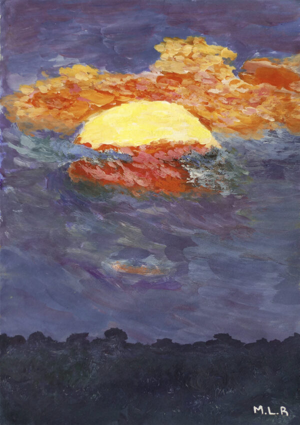 Gouache painting of the sunset.